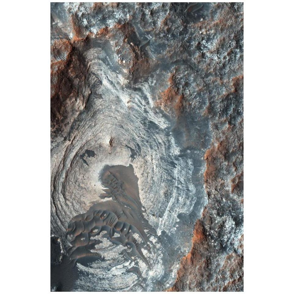 Mars HiRISE  -  Surface Layers and Dark Dunes-Paper Art-22&quotx32"