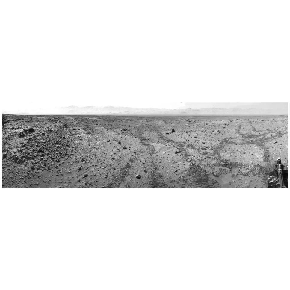 Mars Gale Crater with Tire Tracks -  Panoramic Mosaic, August 15, 2014-Paper Art-46&quotx15"