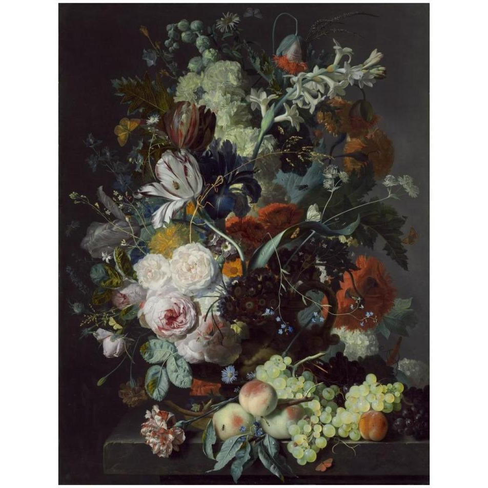 Still Life with Flowers and Fruit, c. 1715-Paper Art-26&quotx34"