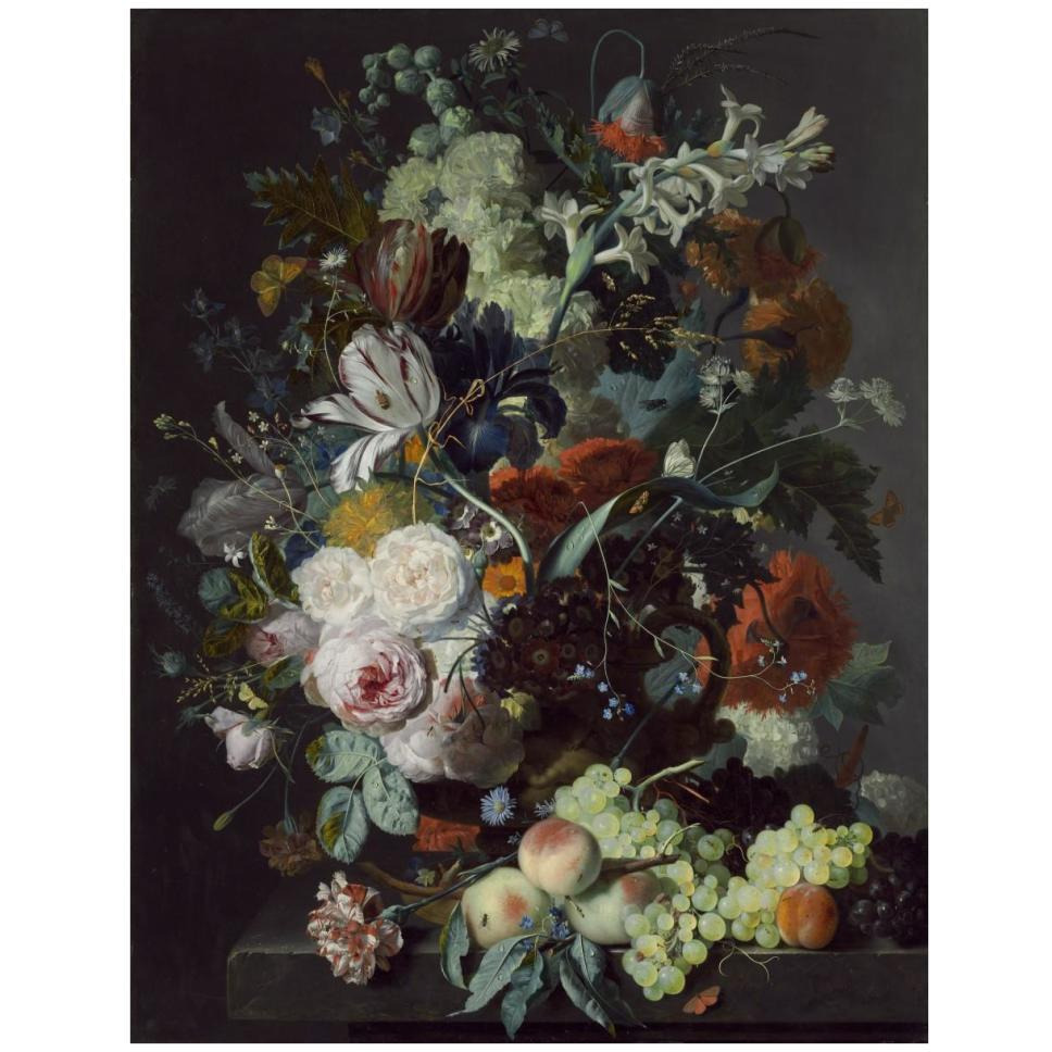 Still Life with Flowers and Fruit, c. 1715-Paper Art-32&quotx42"