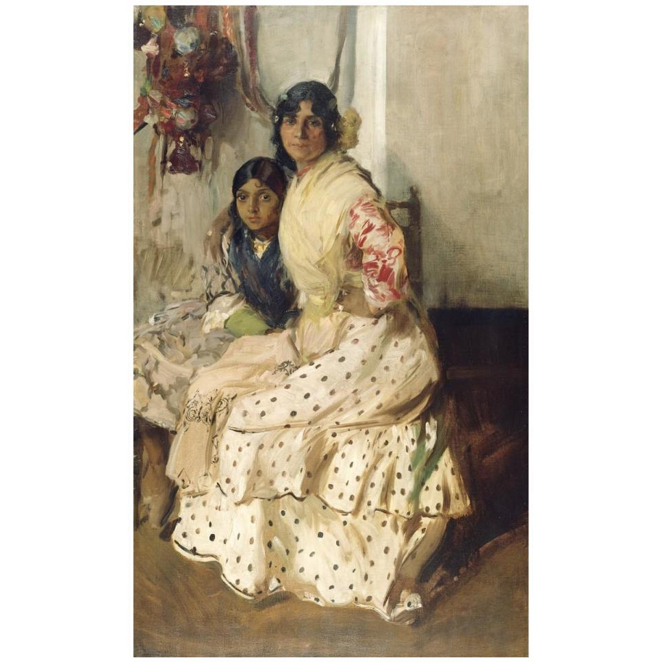 Pepilla the Gypsy and Her Daughter-Paper Art-26&quotx42"
