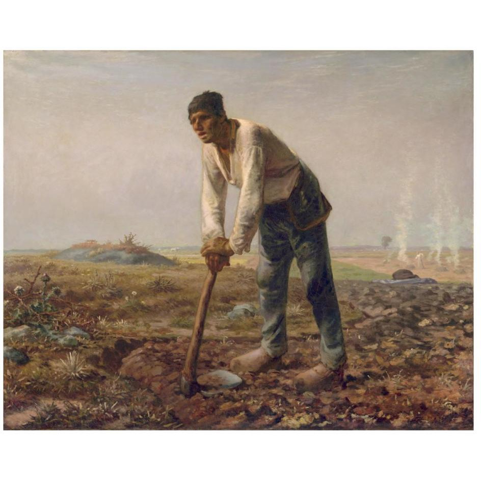 Man with a Hoe-Paper Art-26&quotx22"