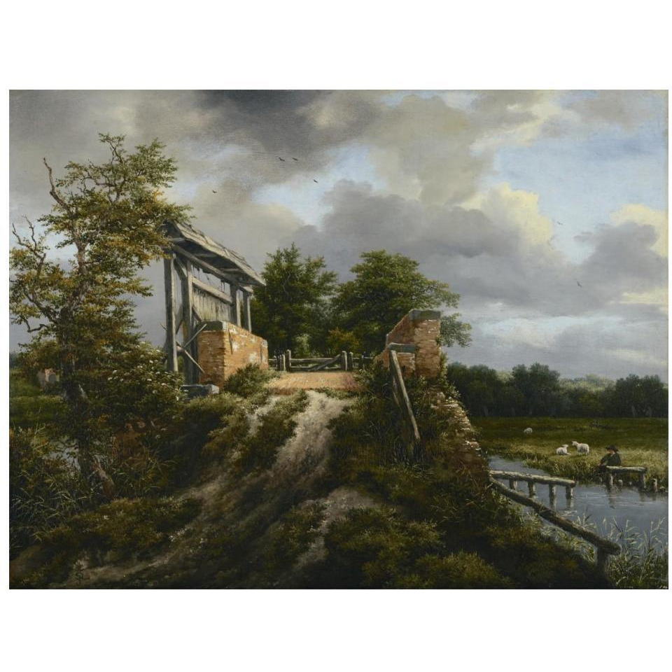 Bridge with a Sluice-Paper Art-18&quotx14"