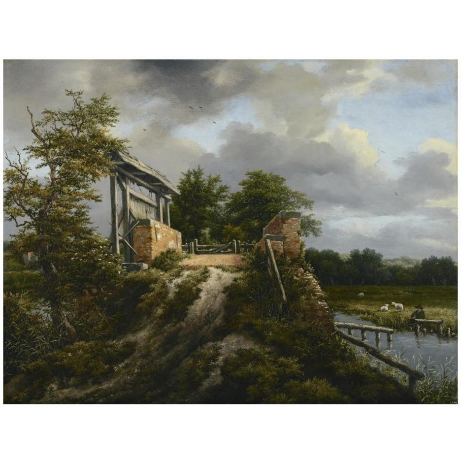 Bridge with a Sluice-Paper Art-26&quotx20"