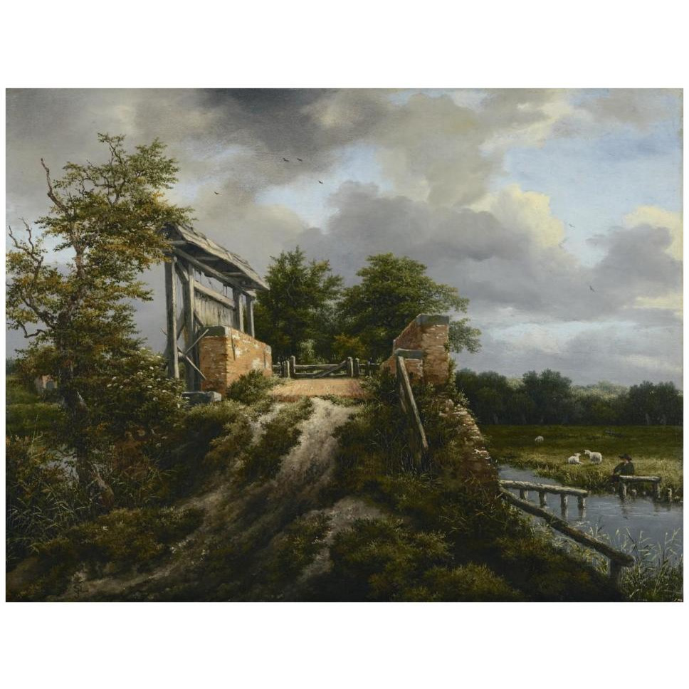 Bridge with a Sluice-Paper Art-42&quotx32"
