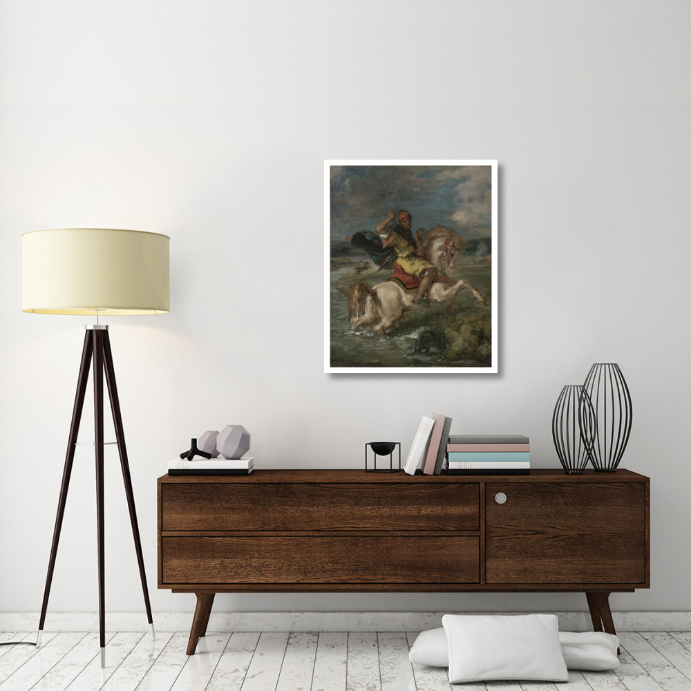 Moroccan Horseman Crossing a Ford-Paper Art-30&quotx37"
