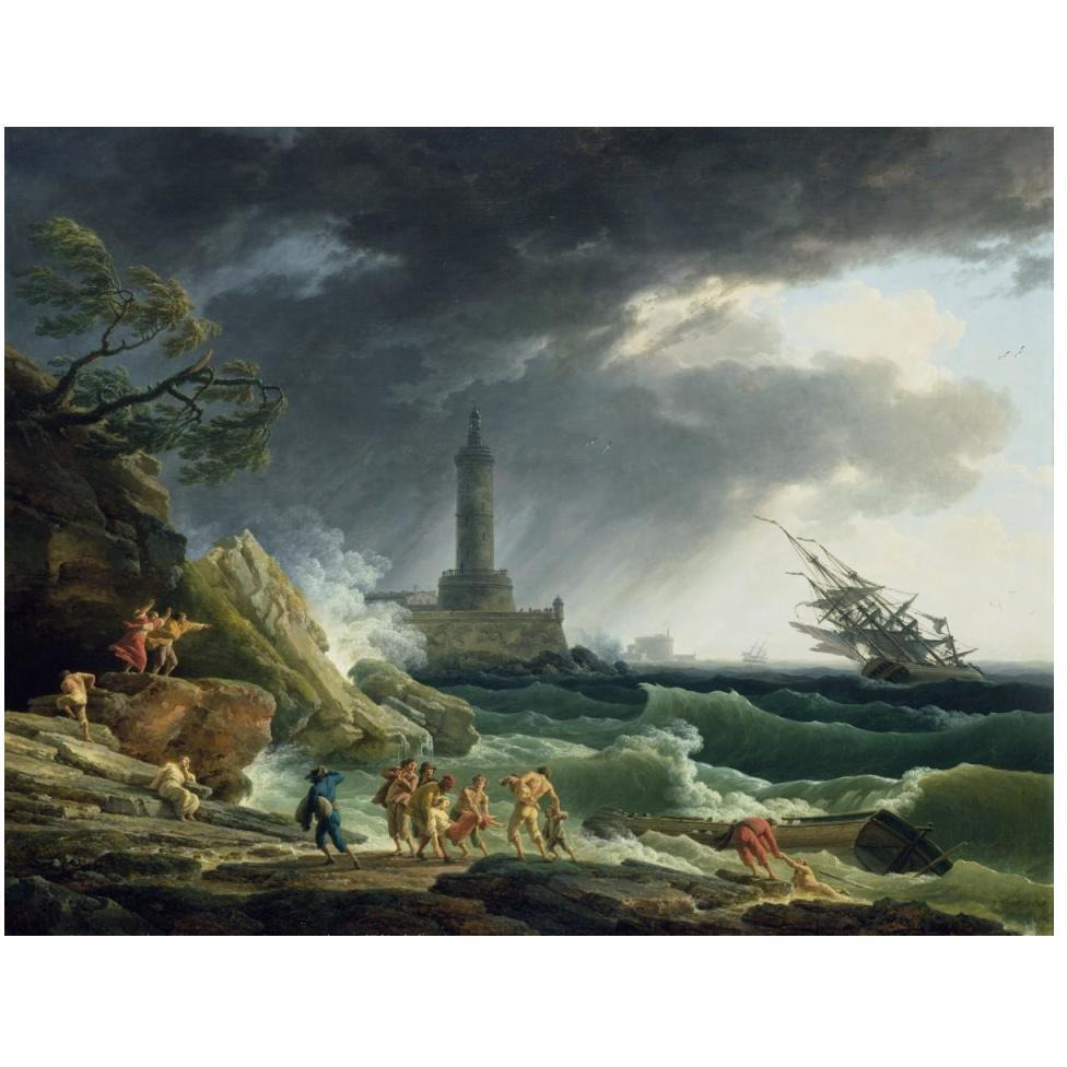 A Storm on a Mediterranean Coast-Paper Art-50&quotx38"