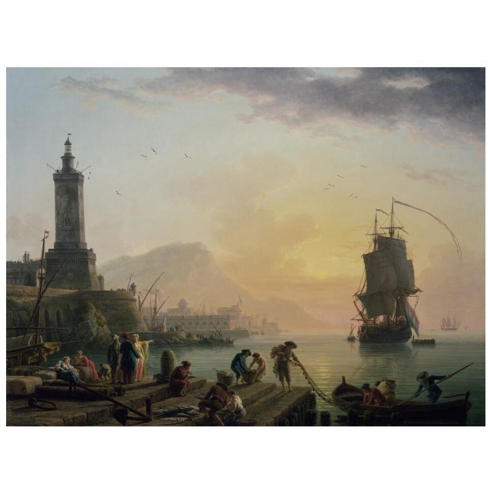 A Calm at a Mediterranean Port-Paper Art-18&quotx14"