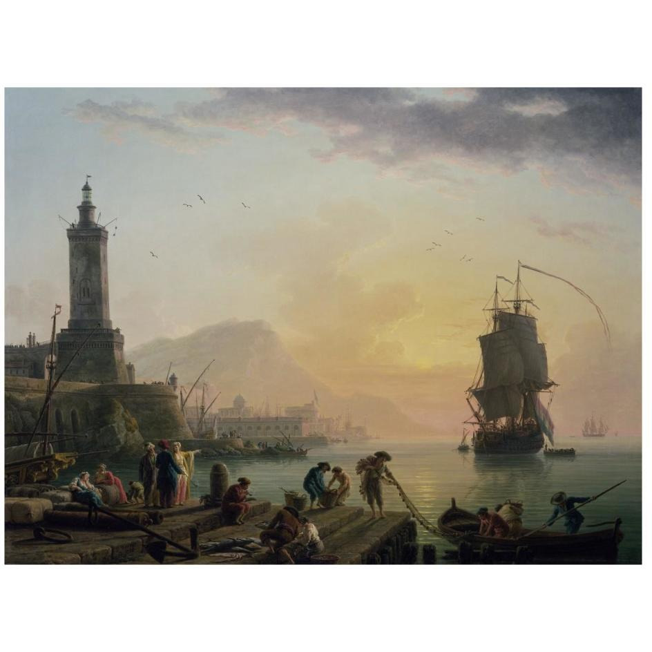 A Calm at a Mediterranean Port-Paper Art-26&quotx20"