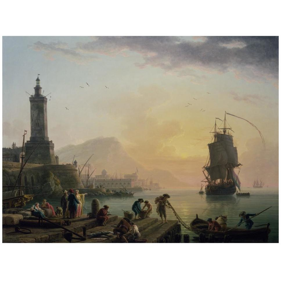 A Calm at a Mediterranean Port-Paper Art-42&quotx32"