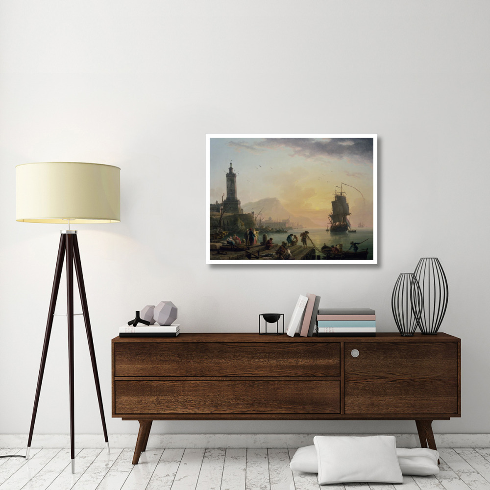 A Calm at a Mediterranean Port-Paper Art-42&quotx32"