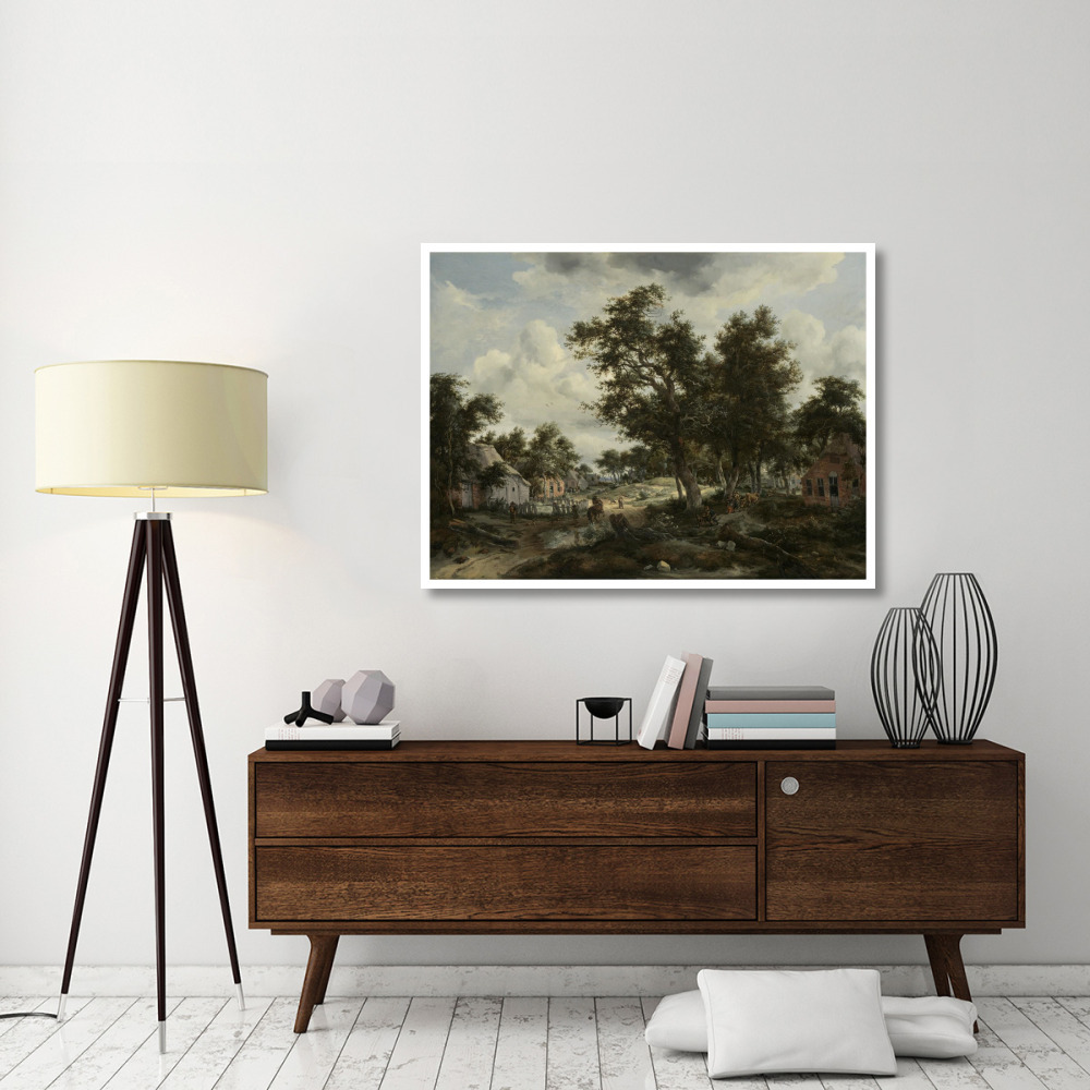 A Wooded Landscape with Travelers on a Path through a Hamlet-Paper Art-50&quotx38"