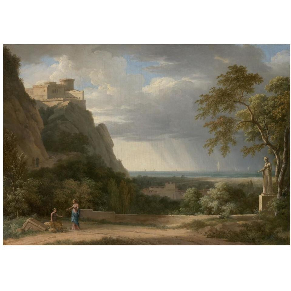 Classical Landscape with Figures and Sculpture-Paper Art-38&quotx27"