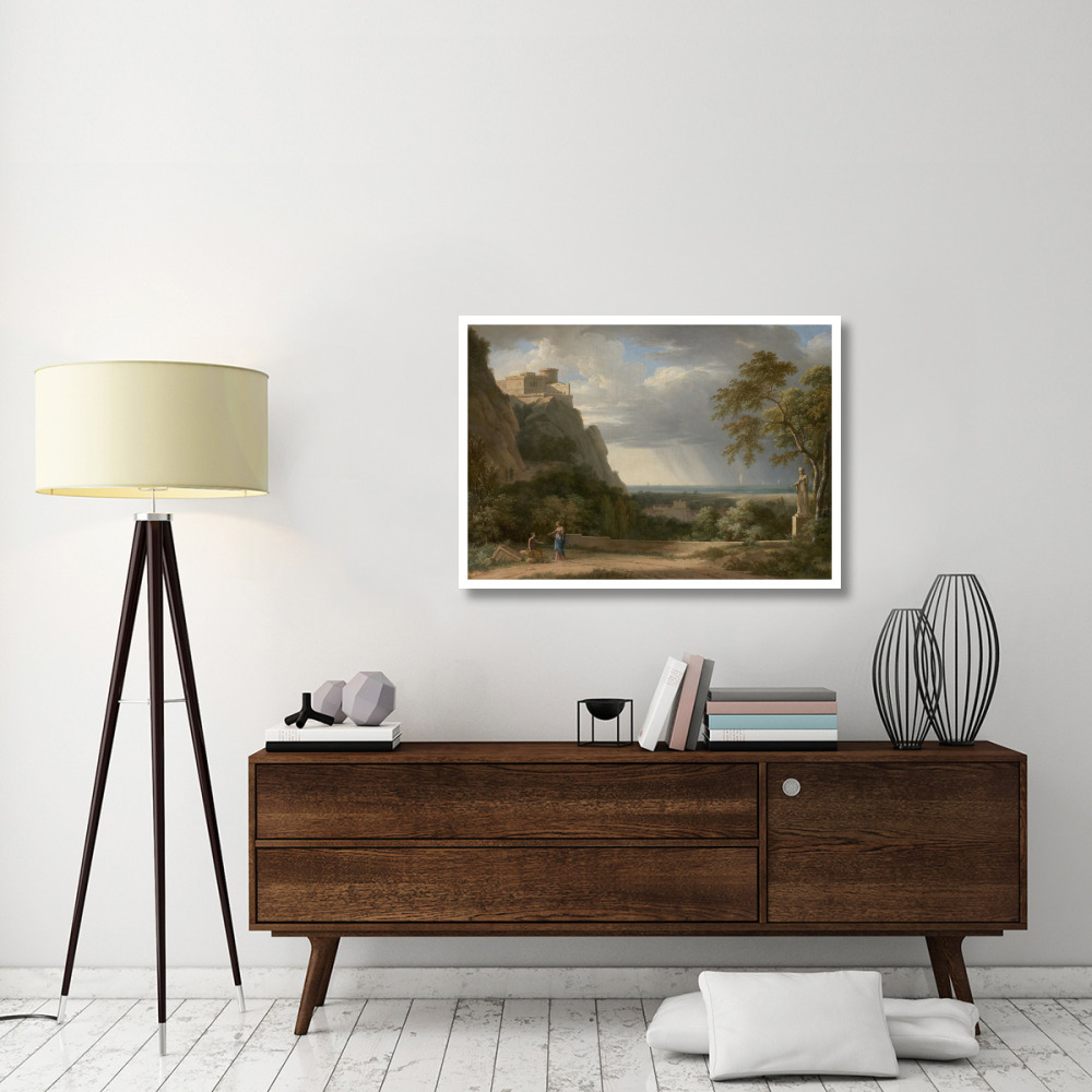 Classical Landscape with Figures and Sculpture-Paper Art-42&quotx30"