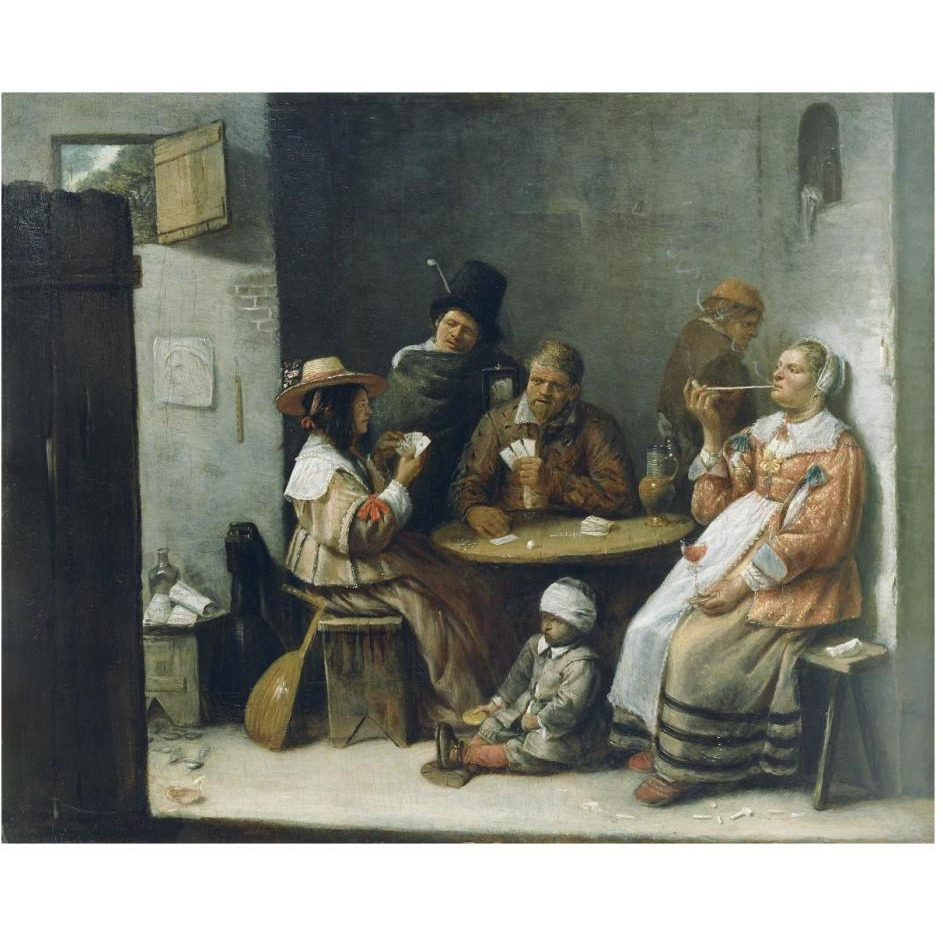 Card Players-Paper Art-30&quotx24"