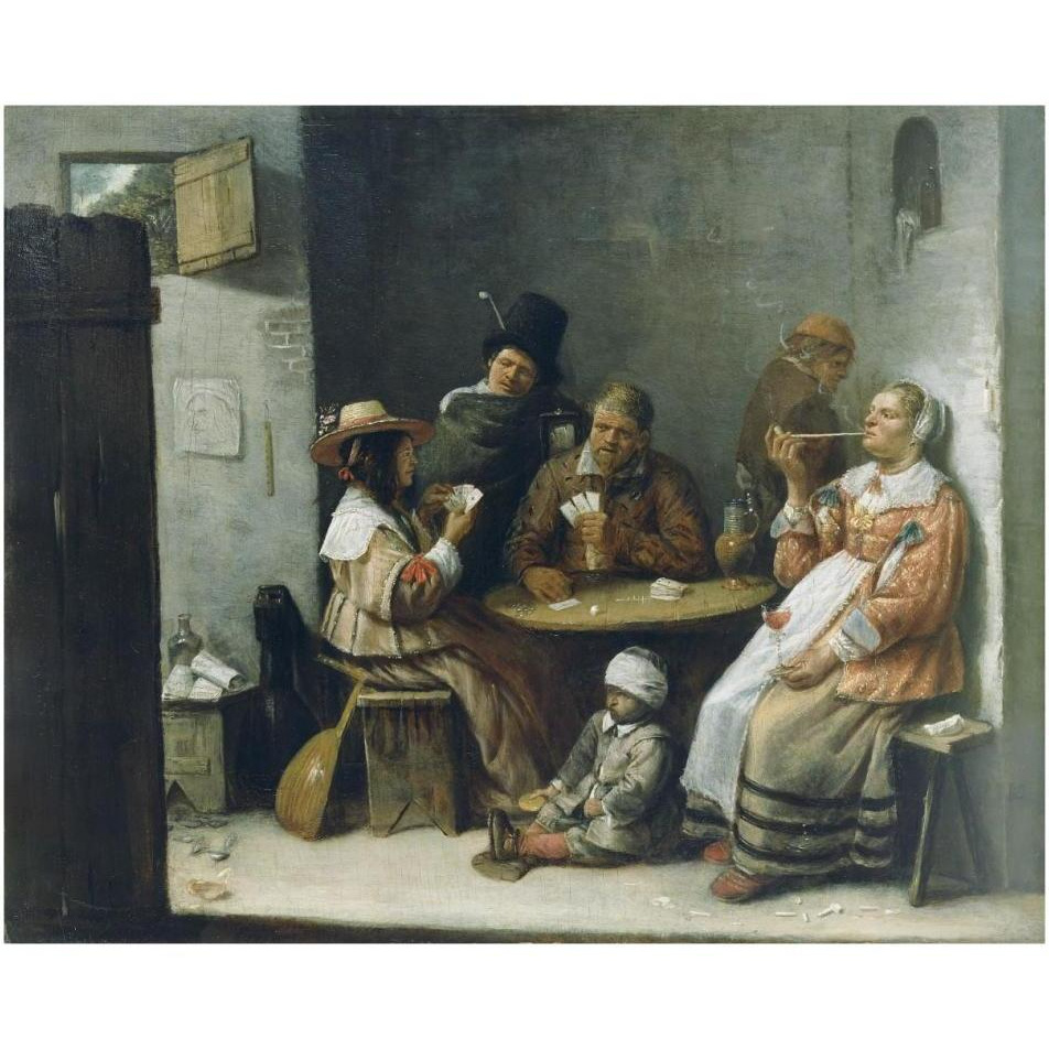 Card Players-Paper Art-37&quotx30"
