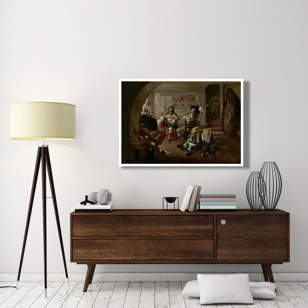 Interior with Soldiers and Women-Paper Art-50&quotx34"