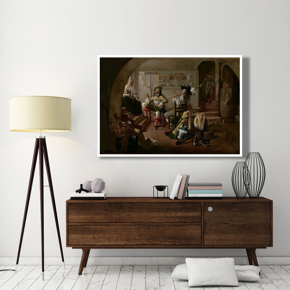 Interior with Soldiers and Women-Paper Art-62&quotx42"