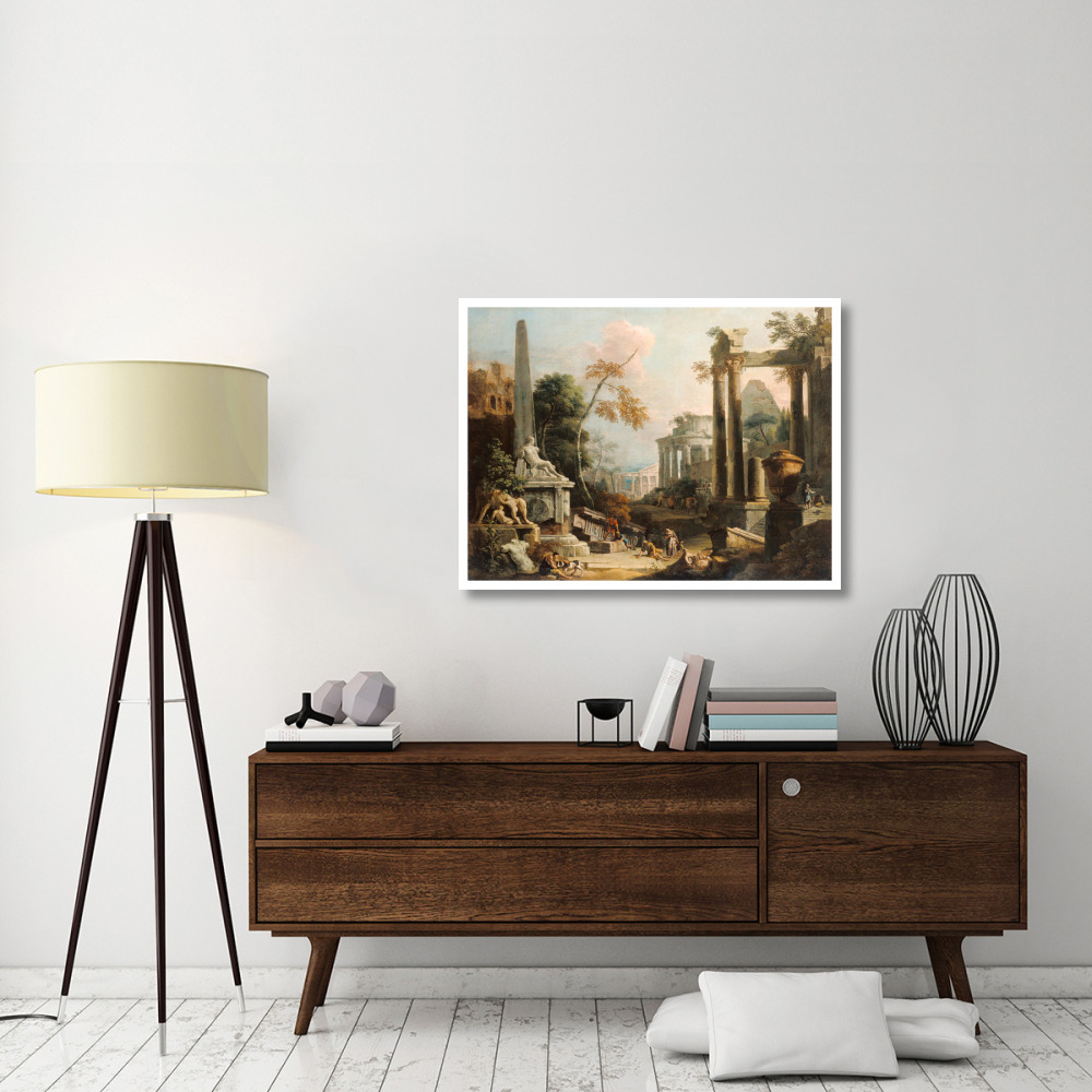 Landscape with Classical Ruins and Figures-Paper Art-42&quotx32"