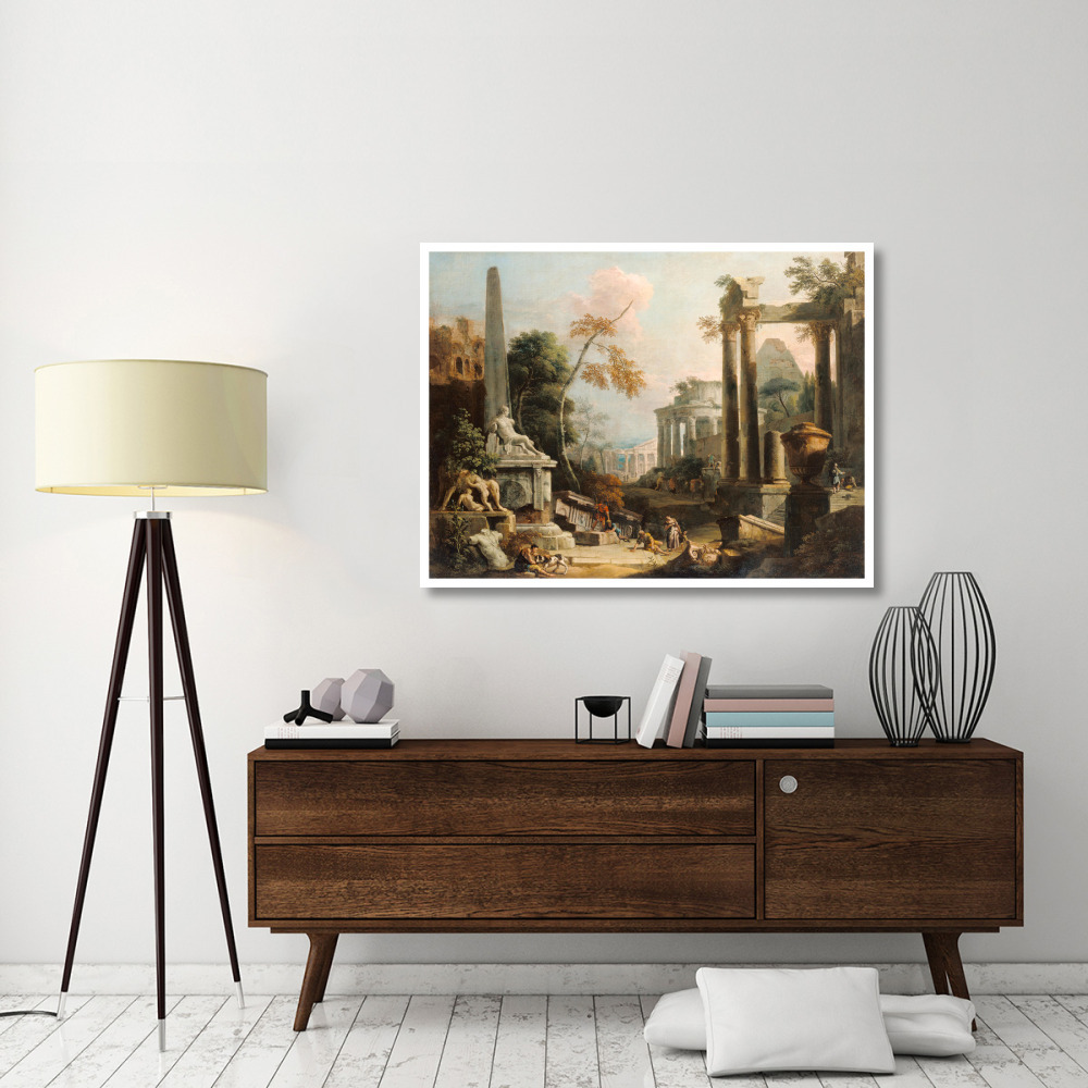 Landscape with Classical Ruins and Figures-Paper Art-50&quotx38"