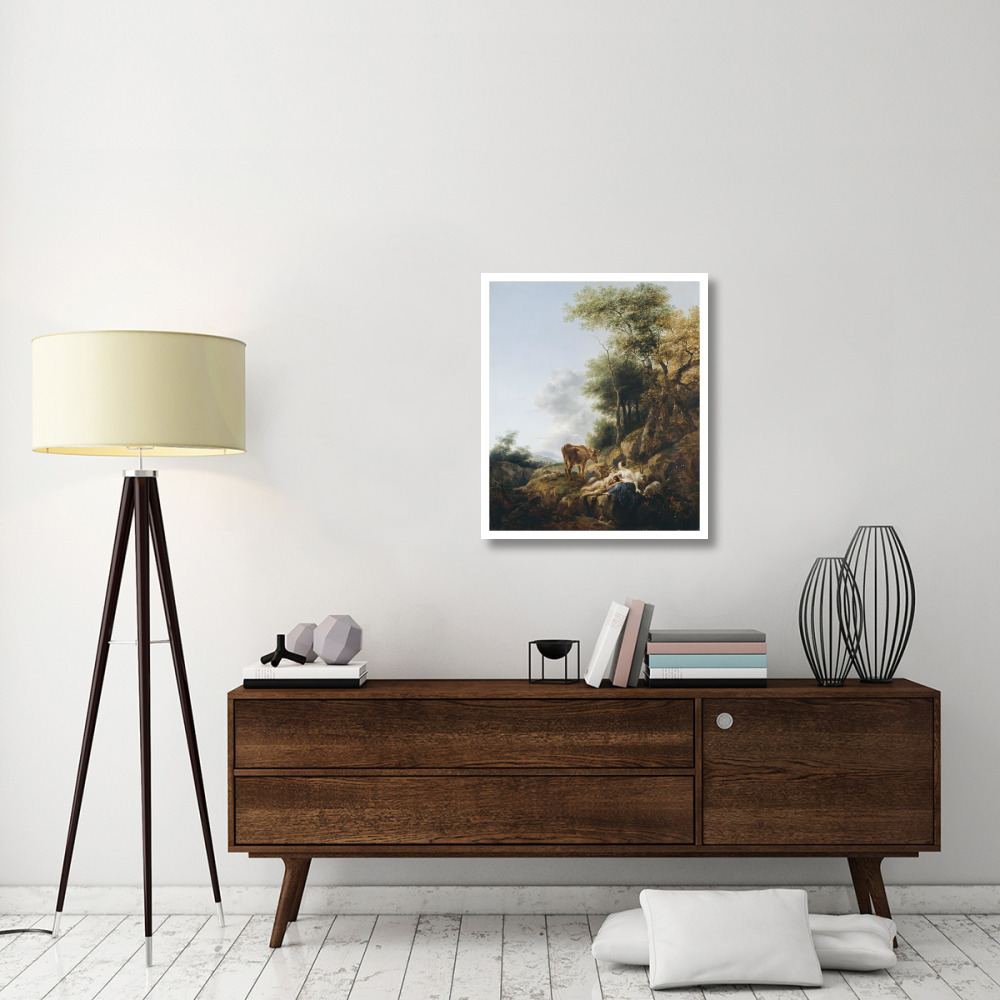 Landscape with a Nymph and a Satyr-Paper Art-27&quotx32"