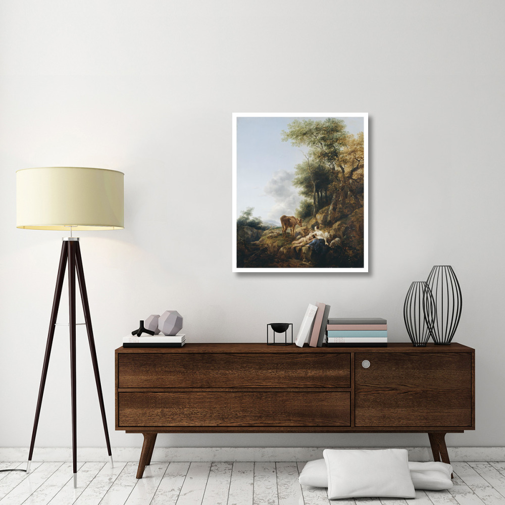 Landscape with a Nymph and a Satyr-Paper Art-32&quotx38"