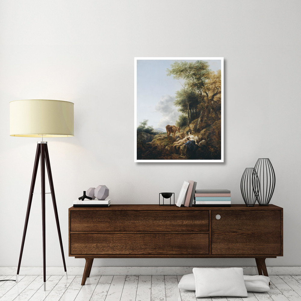 Landscape with a Nymph and a Satyr-Paper Art-36&quotx42"