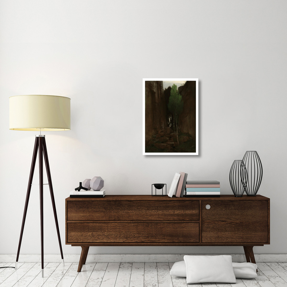 Quell in einer Felsschlucht (Spring in a Narrow Gorge)-Paper Art-23&quotx32"