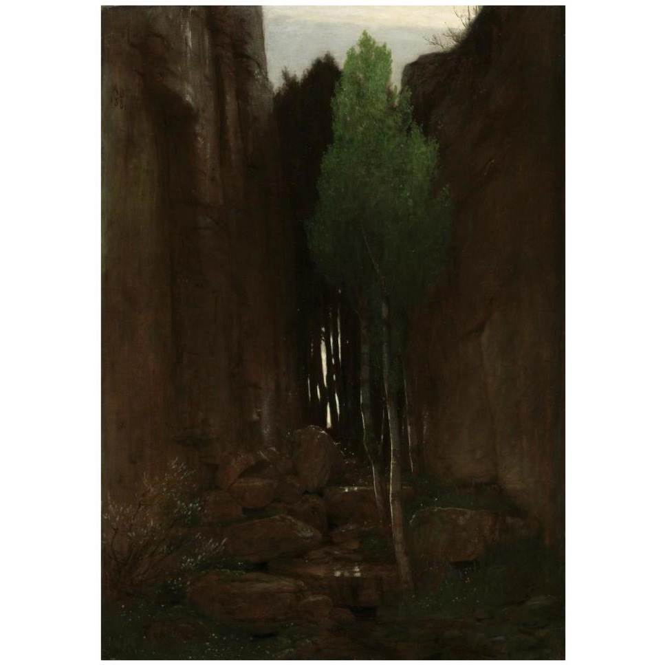 Quell in einer Felsschlucht (Spring in a Narrow Gorge)-Paper Art-30&quotx42"