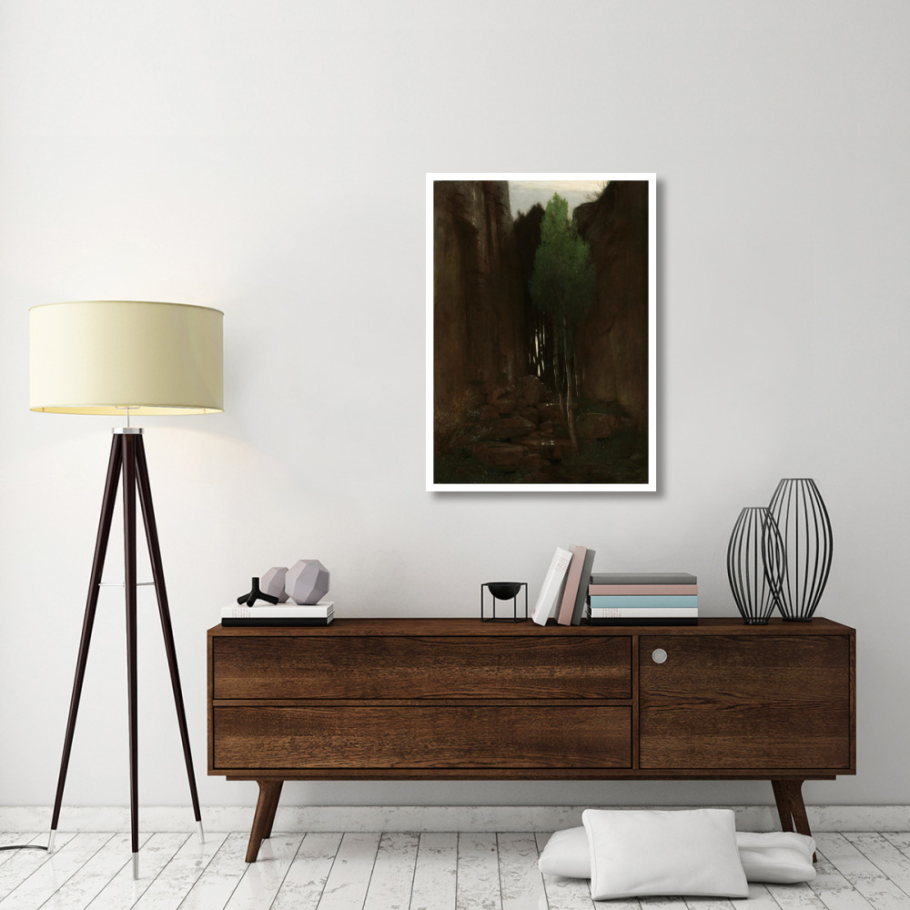 Quell in einer Felsschlucht (Spring in a Narrow Gorge)-Paper Art-30&quotx42"
