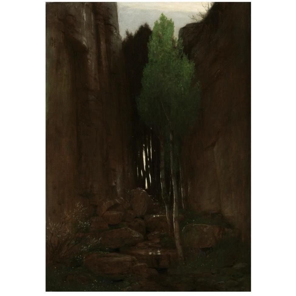 Quell in einer Felsschlucht (Spring in a Narrow Gorge)-Paper Art-33&quotx46"