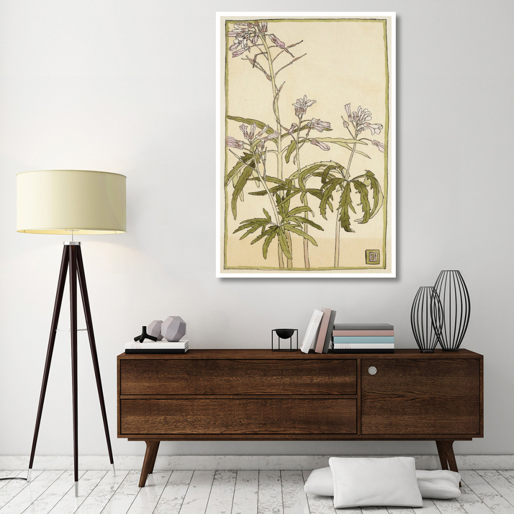 Pink Flowers with Spiky Green Leaves-Paper Art-42&quotx62"