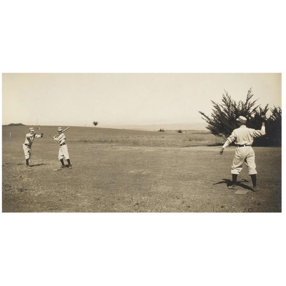 Three Boys With A Ball And Bat, Playing One Old Cat-Paper Art-26&quotx14"