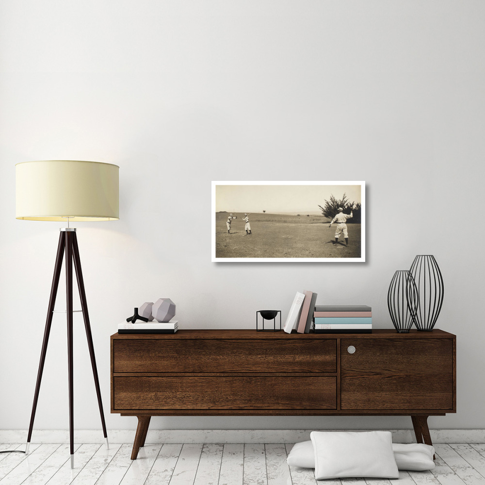 Three Boys With A Ball And Bat, Playing One Old Cat-Paper Art-38&quotx20"