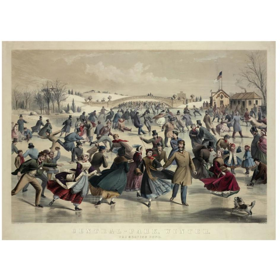 Central-Park, Winter - The Skating Pond,  New York, 1862-Paper Art-26&quotx20"