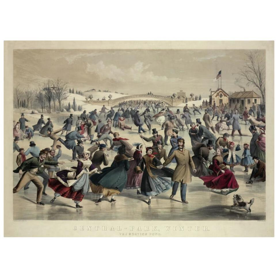 Central-Park, Winter - The Skating Pond,  New York, 1862-Paper Art-34&quotx26"