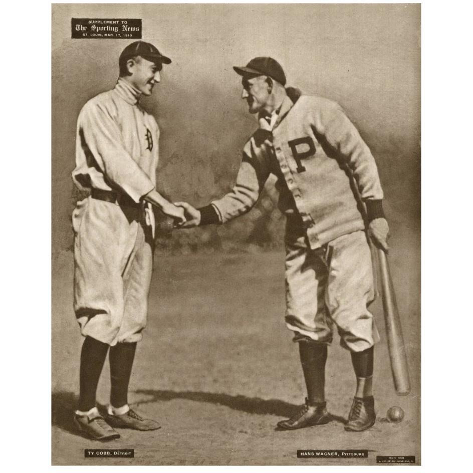 Ty Cobb And Honus Wagner, 1880-Paper Art-22&quotx26"