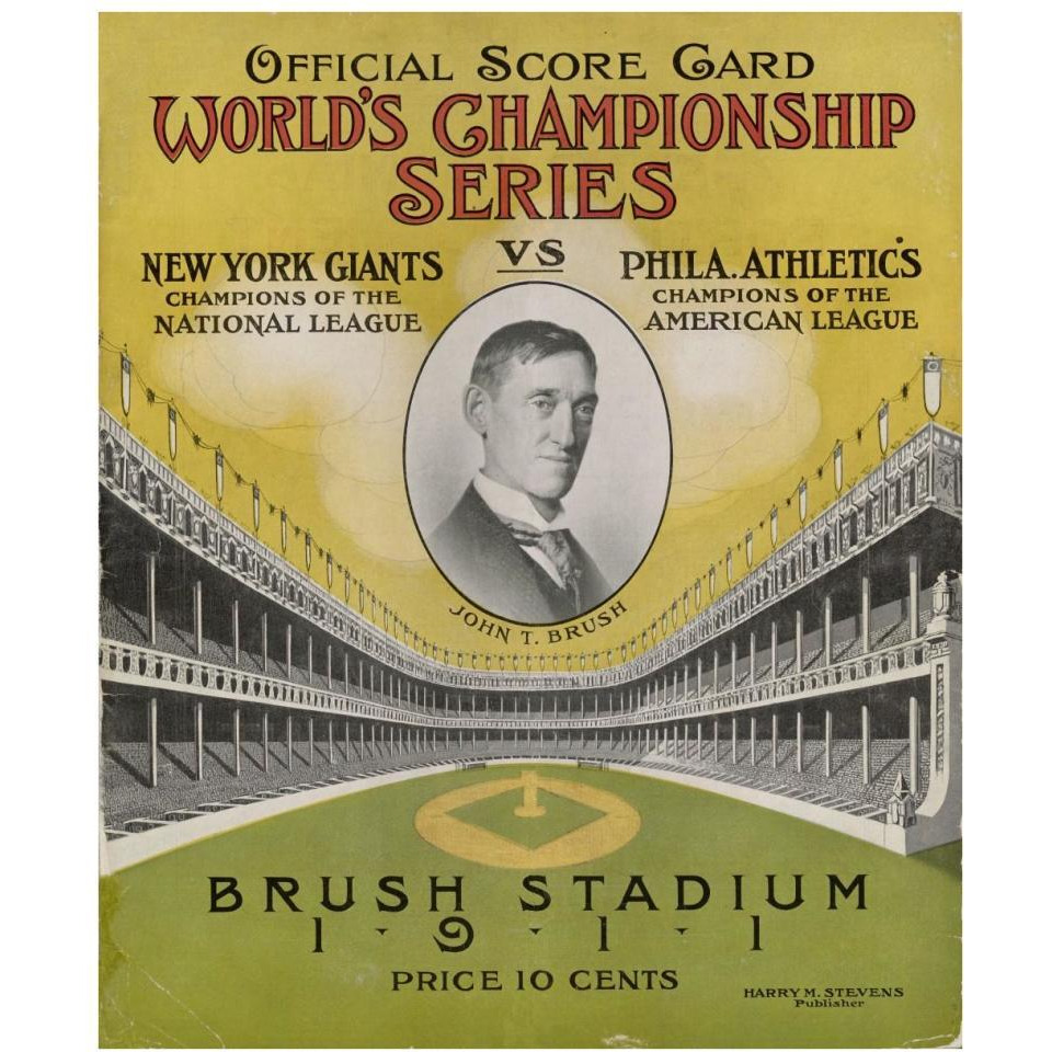 Offical Score Card  World's Championship Series -  New York Giants vs Philadelphia Athletics, 1880-Paper Art-32&quotx38"