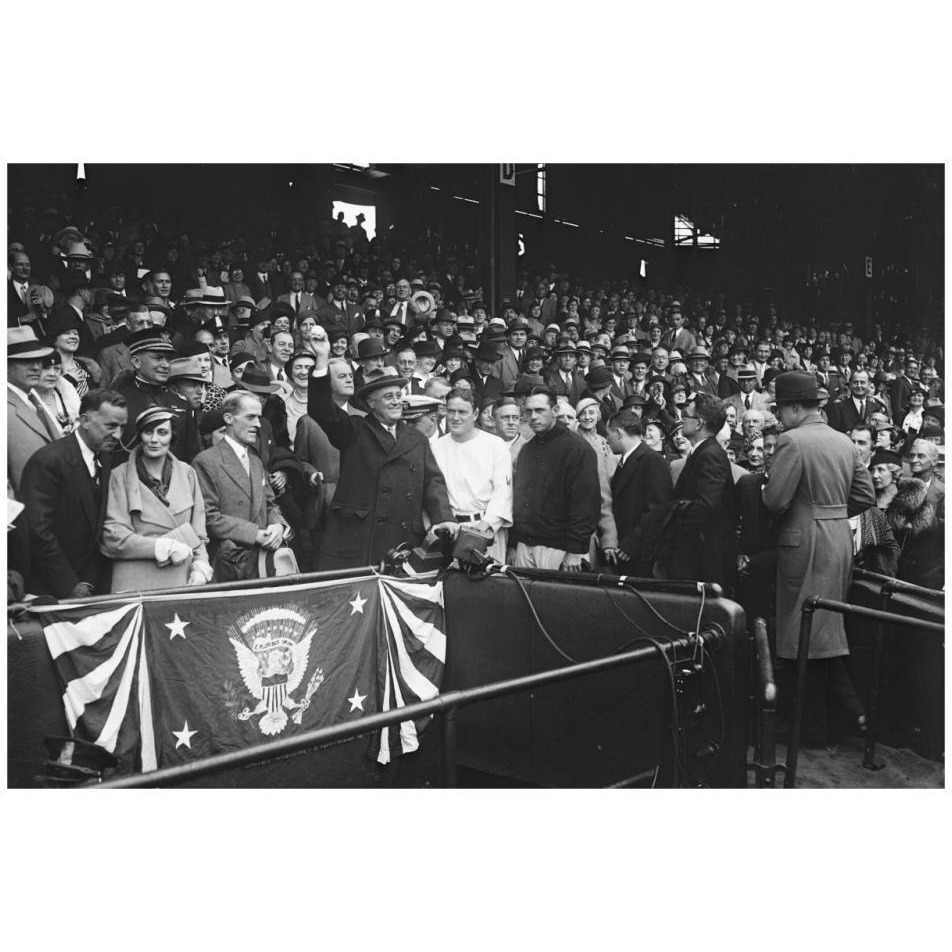 Franklin D. Roosevelt at Baseball Game, 1932 or 1933-Paper Art-32&quotx22"