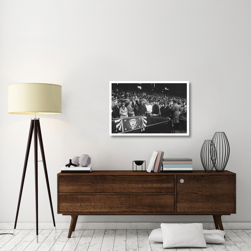 Franklin D. Roosevelt at Baseball Game, 1932 or 1933-Paper Art-38&quotx26"
