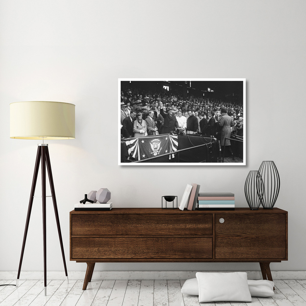 Franklin D. Roosevelt at Baseball Game, 1932 or 1933-Paper Art-50&quotx34"