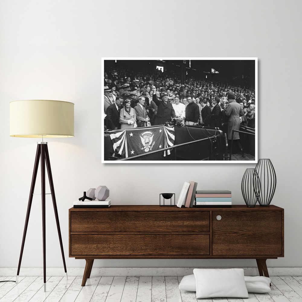 Franklin D. Roosevelt at Baseball Game, 1932 or 1933-Paper Art-62&quotx42"