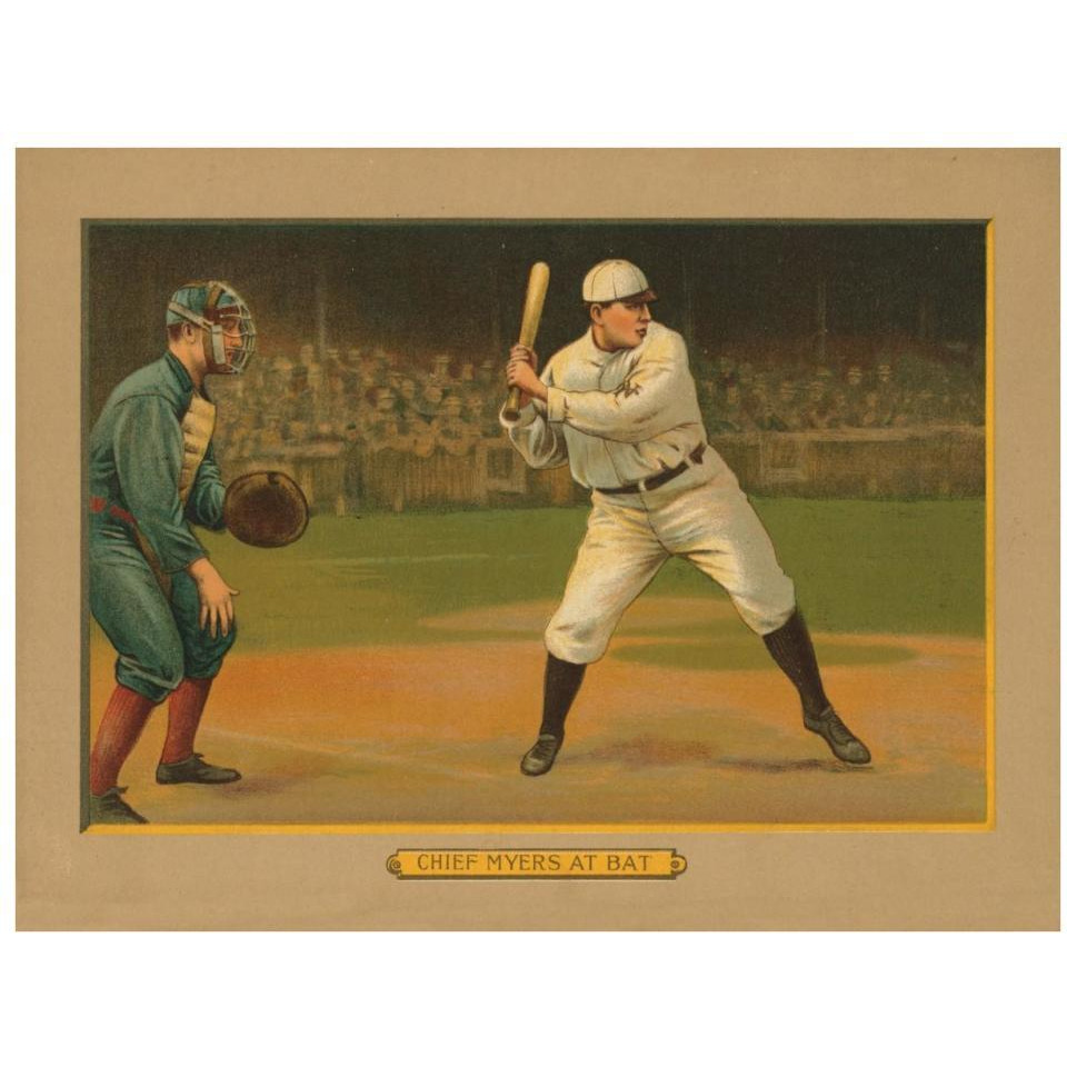 Chief Myers at Bat, Baseball Card, 1911-Paper Art-34&quotx26"