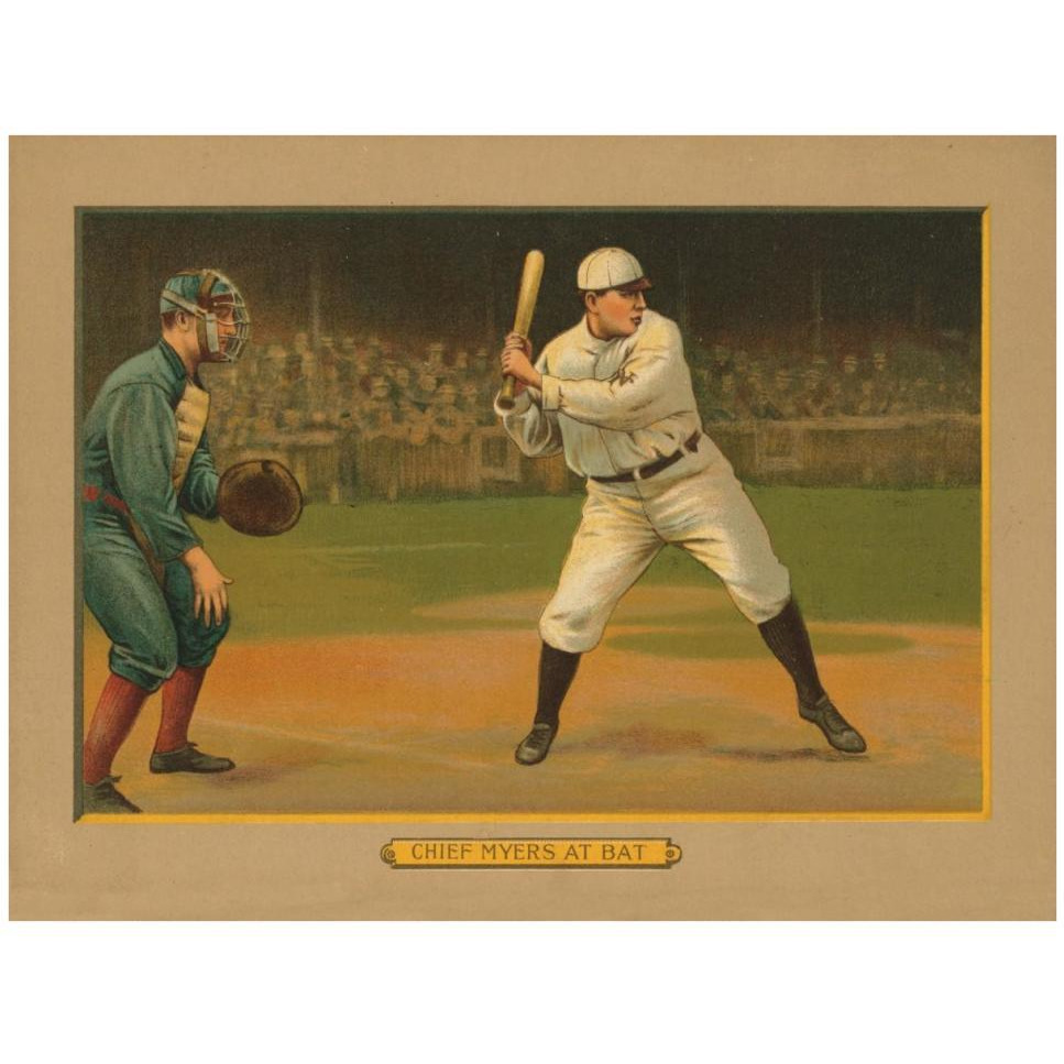 Chief Myers at Bat, Baseball Card, 1911-Paper Art-42&quotx32"
