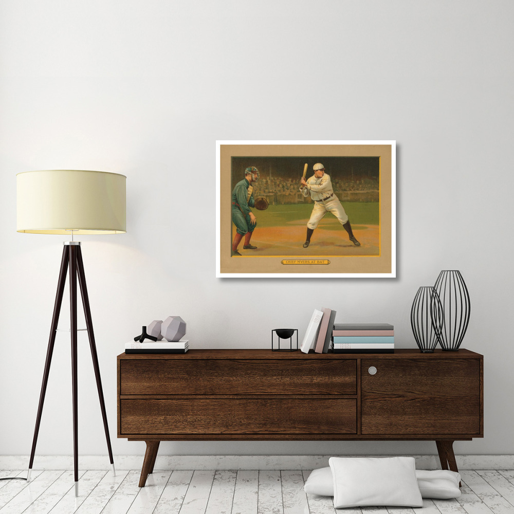 Chief Myers at Bat, Baseball Card, 1911-Paper Art-42&quotx32"