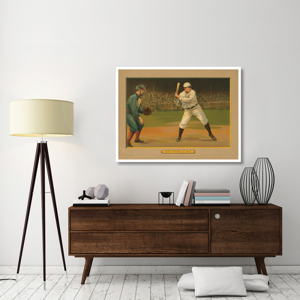 Chief Myers at Bat, Baseball Card, 1911-Paper Art-50&quotx38"