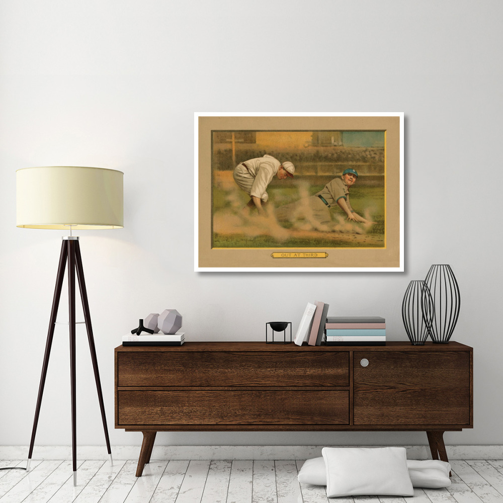 Out at Third, Baseball Card-Paper Art-50&quotx38"