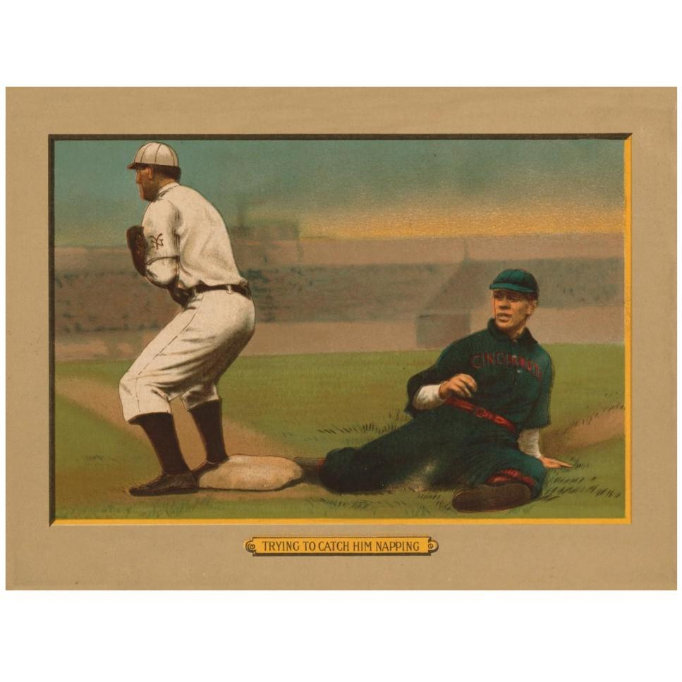 Trying to Catch Him Napping, Baseball Card-Paper Art-42&quotx32"