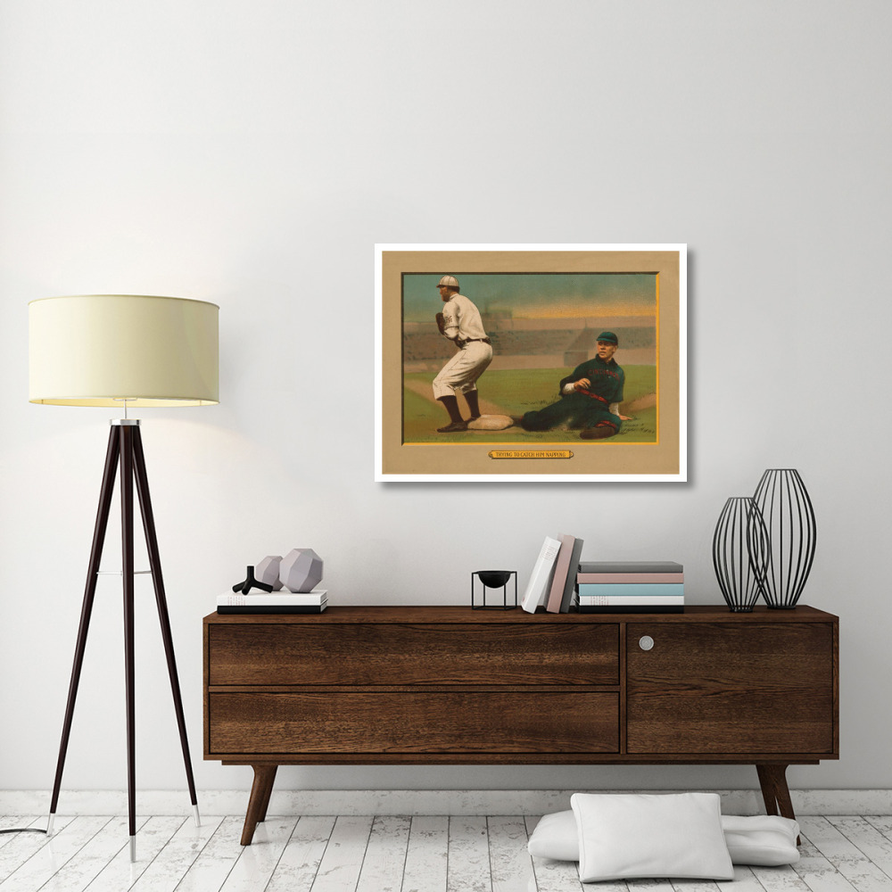 Trying to Catch Him Napping, Baseball Card-Paper Art-42&quotx32"
