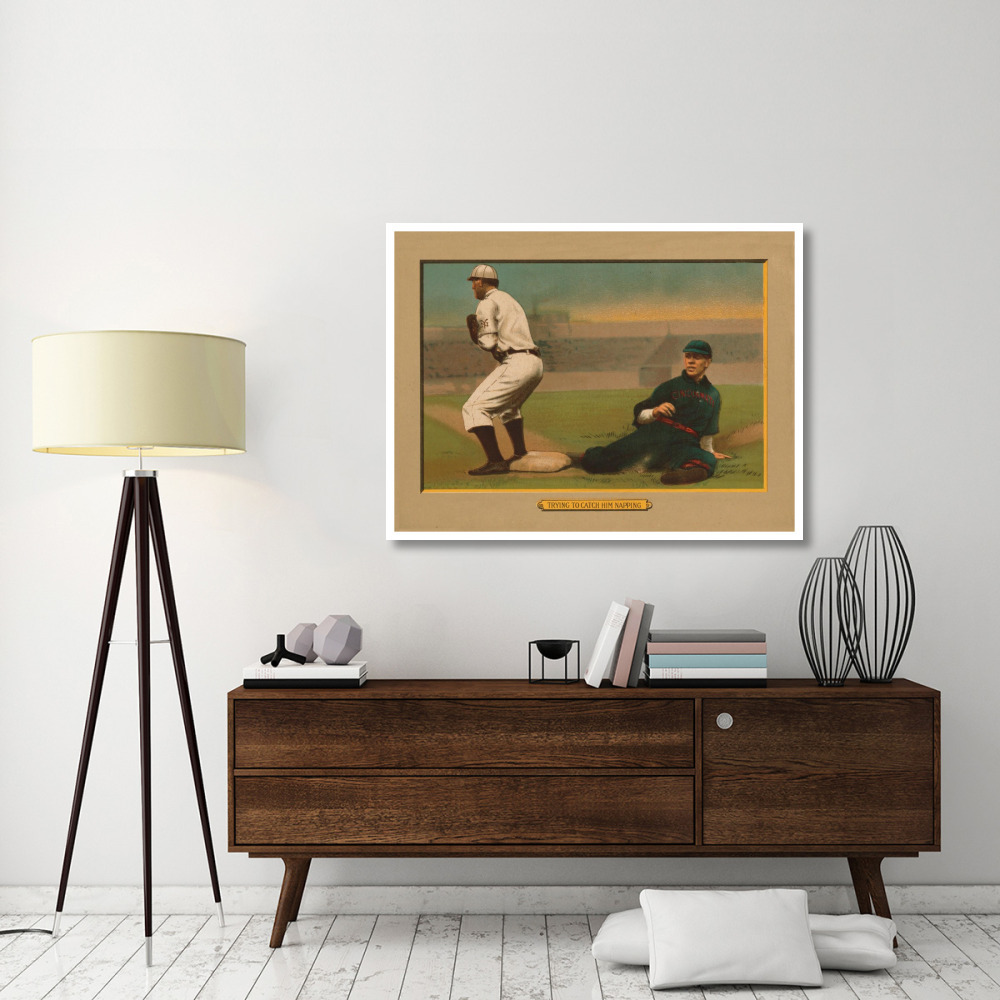 Trying to Catch Him Napping, Baseball Card-Paper Art-50&quotx38"